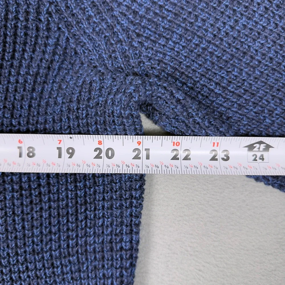 Lands End Drifter Mens M Tall Blue Waffle Knit Quarter Zip